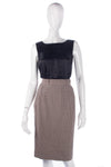 Aquascutum Knee Length Skirt Pure Wool Brown Houndstooth Check. Size 8 - Ava & Iva