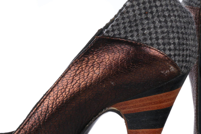 Georgina Goodman Metallic Bronze Finish Leather Shoes Size 36 - Ava & Iva