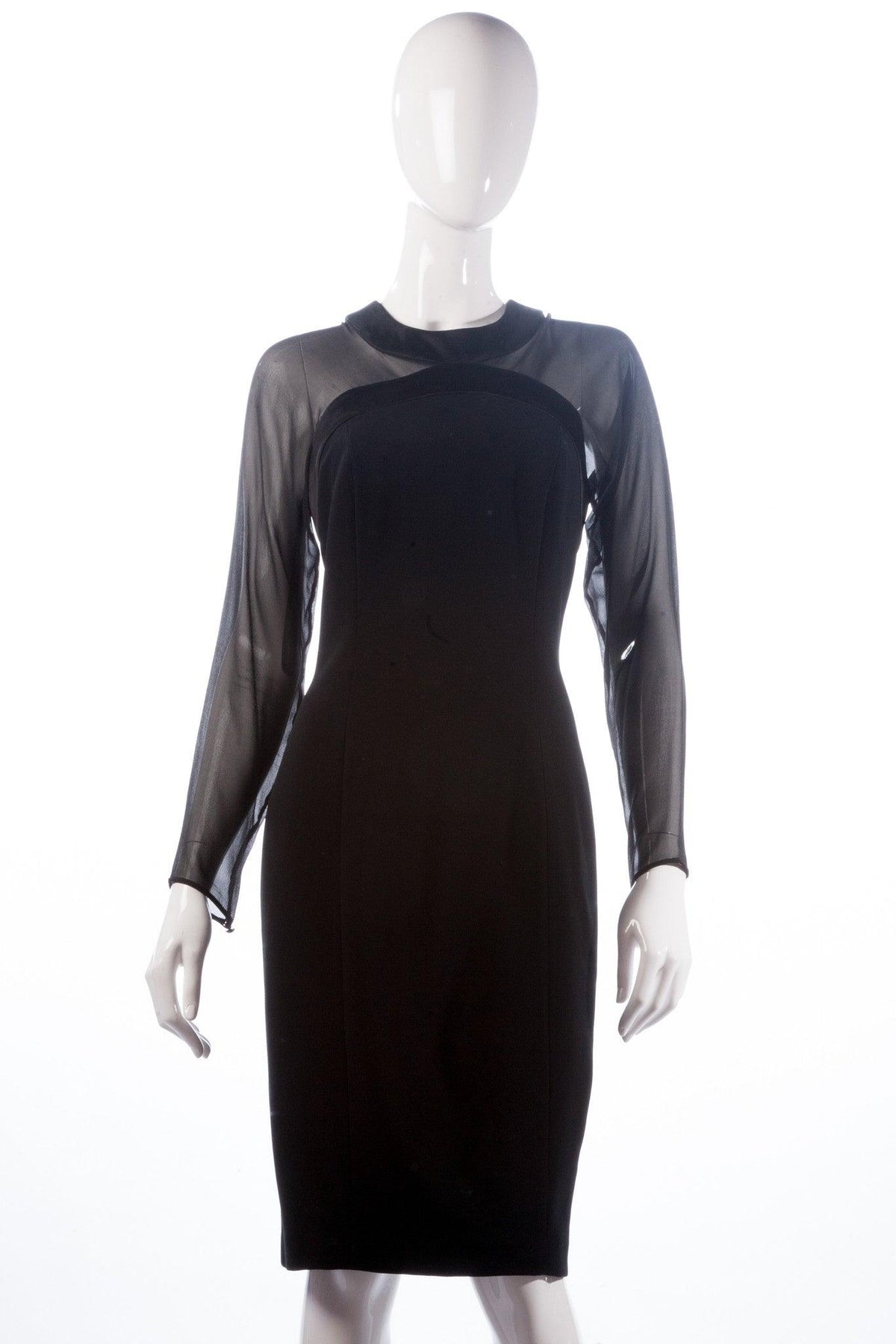 Black dress with sheer sleeves and back 