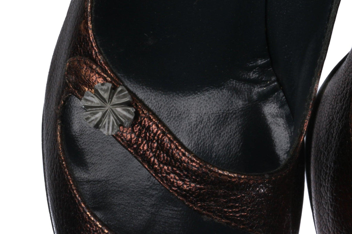 Georgina Goodman Metallic Bronze Finish Leather Shoes Size 36 - Ava & Iva