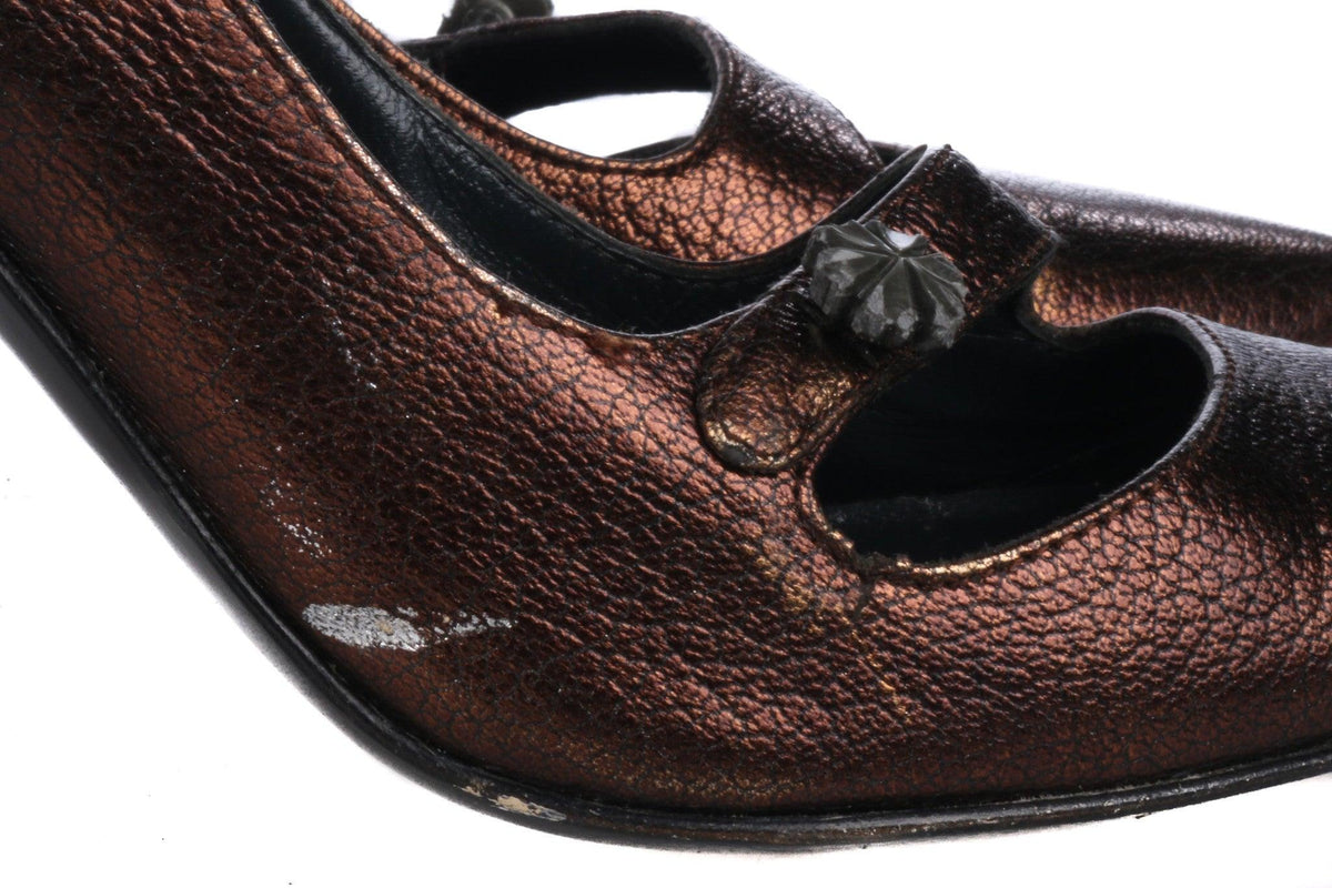 Georgina Goodman Metallic Bronze Finish Leather Shoes Size 36 - Ava & Iva