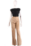 Equation suede lace up front beige trousers size 14