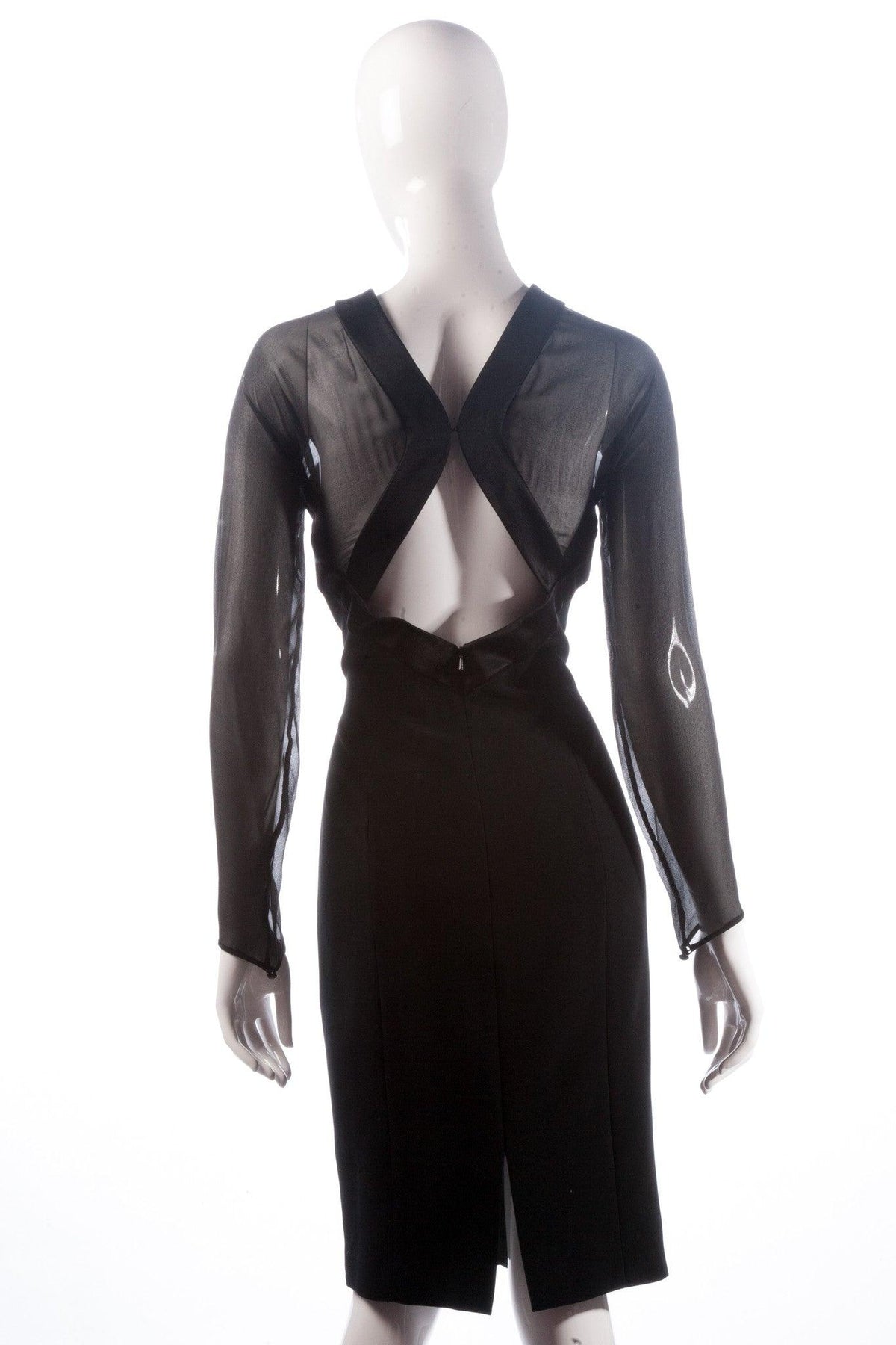 Black dress with sheer sleeves and back  back