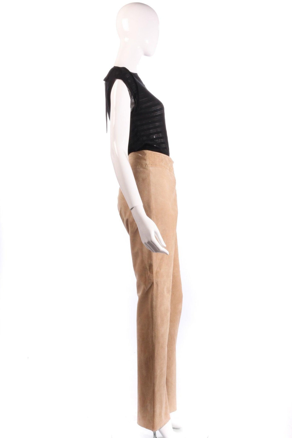 Equation suede lace up front beige trousers size 14 side