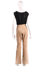 Equation suede lace up front beige trousers size 14 back
