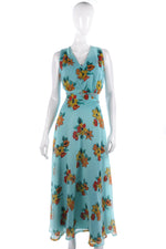 Vera Mont vintage turquoise floral summer evening gown - Ava & Iva