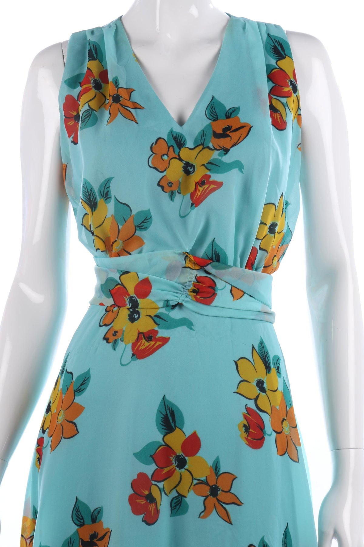 Vera Mont vintage turquoise floral summer evening gown - Ava & Iva