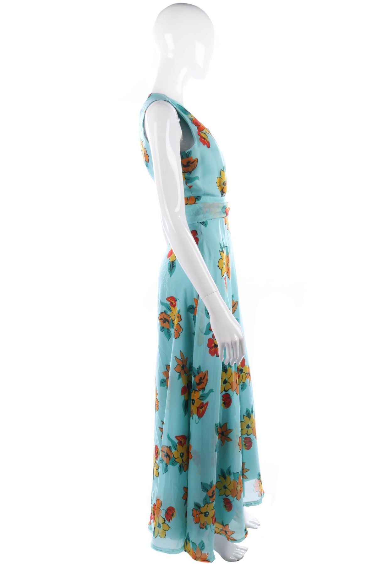 Vera Mont vintage turquoise floral summer evening gown - Ava & Iva