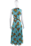 Vera Mont vintage turquoise floral summer evening gown - Ava & Iva