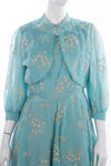 Peter Robinson Vintage Pale Blue Floral Dress and Jacket UK 12/14 - Ava & Iva