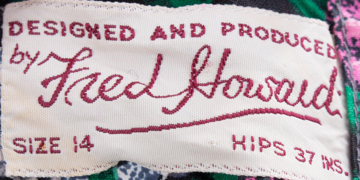 Fred Howard Vintage Dress Cotton Floral with Diamante Buttons UK Size 10/12 - Ava & Iva