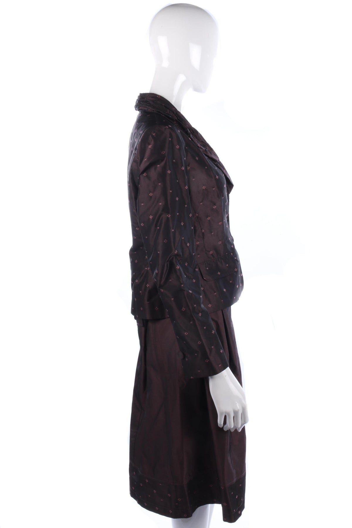 Devernois plum floral skirt suit size M/L - Ava & Iva