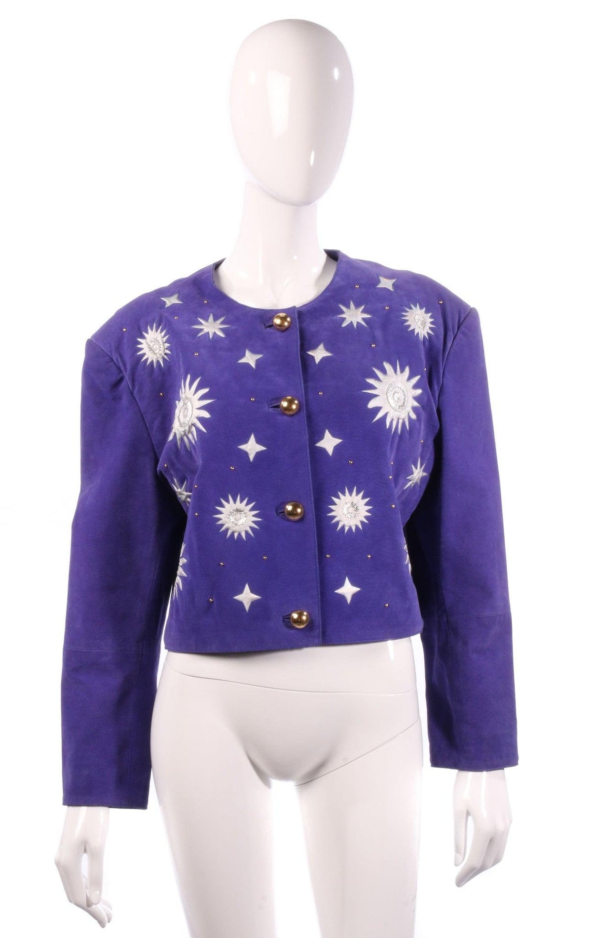 Miss Joy Authentics 1980's Jacket Suede Purple & Applique Size 14/16 - Ava & Iva