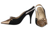 Eve Italian Vintage 1950/60's Black Suede and Gold Leather Slingback Heels Size 35 1/2 (UK 3) - Ava & Iva