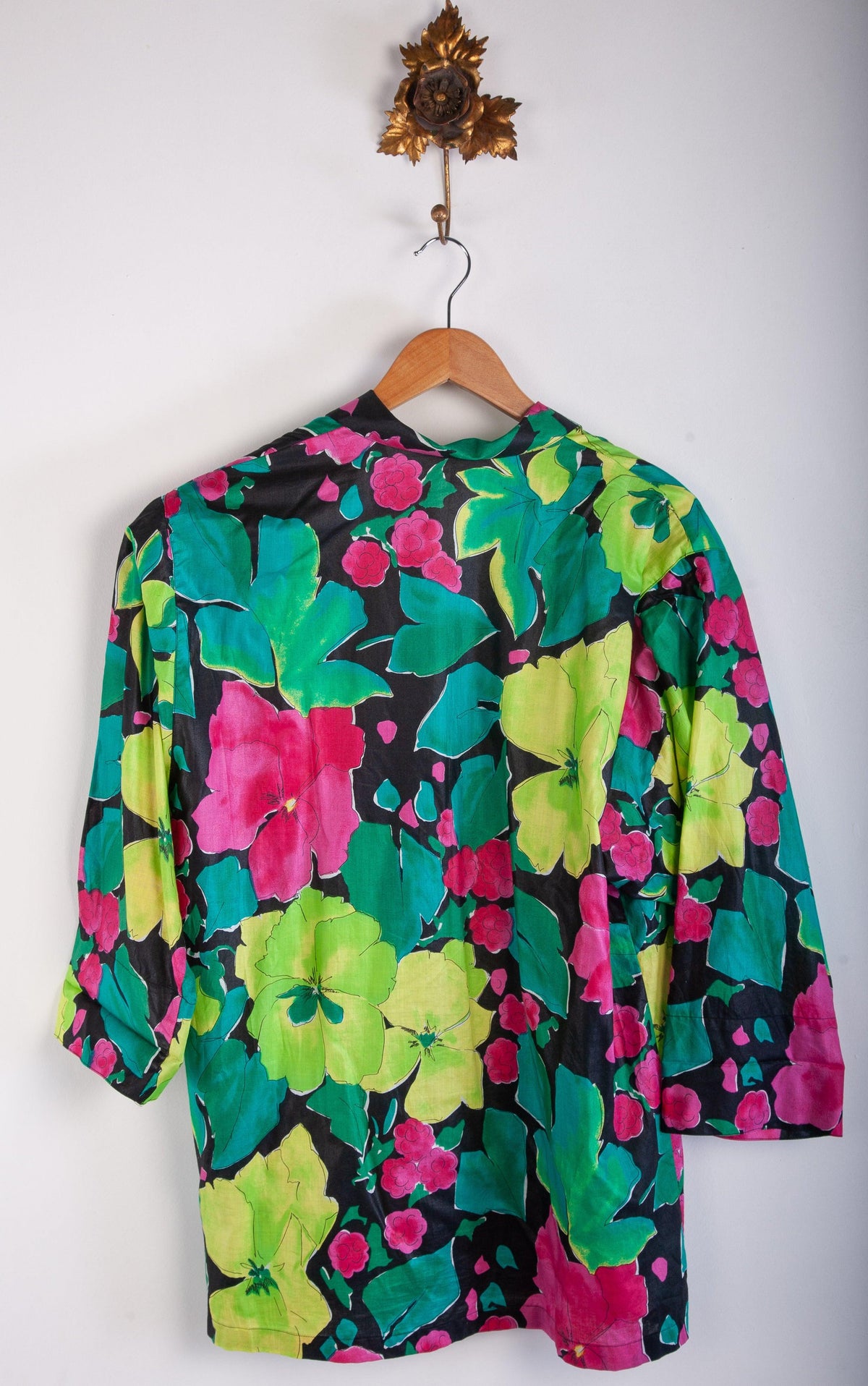 Jaeger Lightweight Jacket 100% Cotton Multicoloured Flower Design Size Large - Ava & Iva