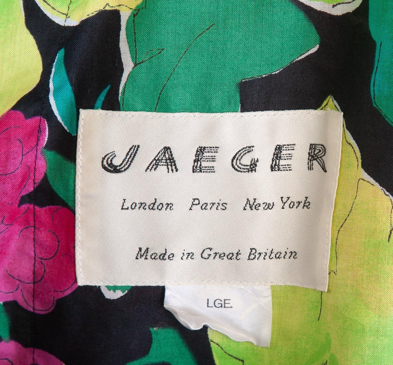 Jaeger Lightweight Jacket 100% Cotton Multicoloured Flower Design Size Large - Ava & Iva