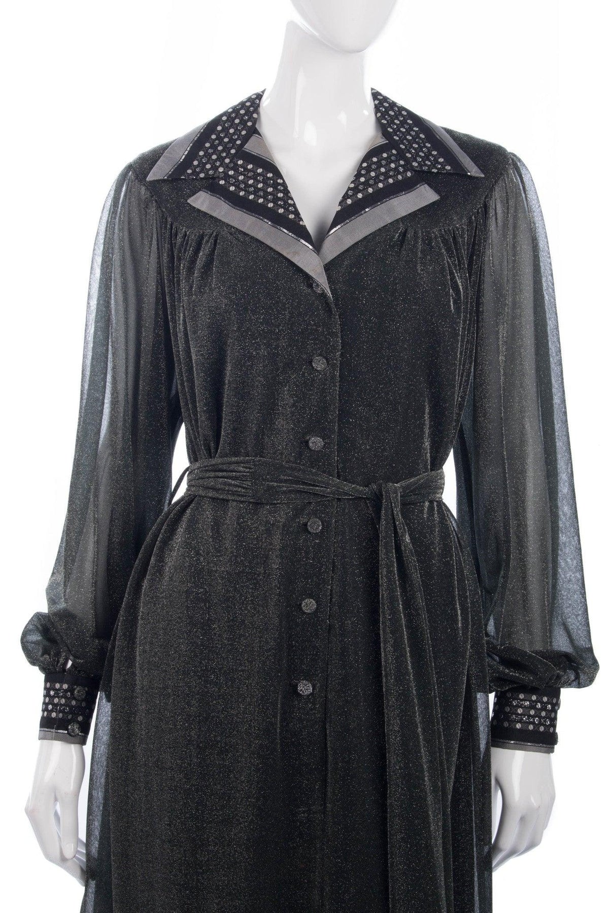 Fredrick Howard Lurex Long Dress Early 1970's Grey UK Size 10/12 - Ava & Iva