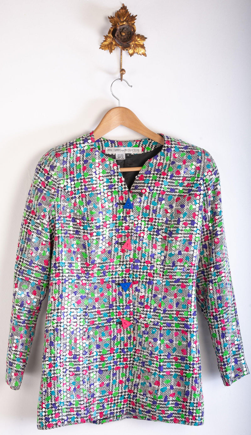 Anne Crimmins for UMI Collections Jacket 100% Silk Multicoloured with Sequins Size 12 - Ava & Iva