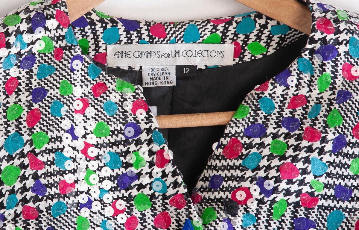 Anne Crimmins for UMI Collections Jacket 100% Silk Multicoloured with Sequins Size 12 - Ava & Iva