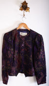 Jaeger Jacket Floral Design Blue and Purple 100% Wool. Size 8 - Ava & Iva