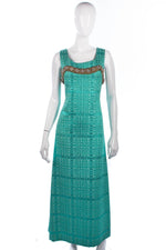 1950's Full Length Dress & Cape Metallic Green Brocade Size M - Ava & Iva