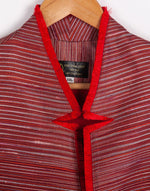 The Thai Shop Pure Silk Jacket Red and Cream Stripe Size L - Ava & Iva