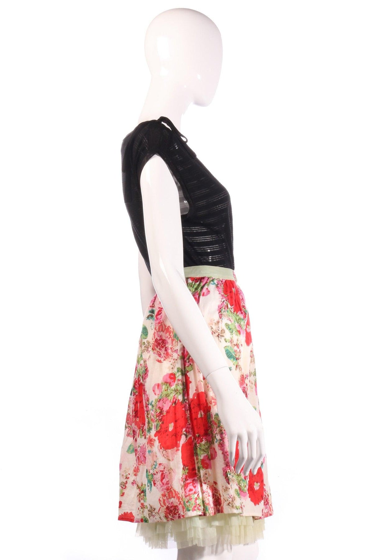 HJ Too pink floral skirt size M side