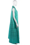 1950's Full Length Dress & Cape Metallic Green Brocade Size M - Ava & Iva