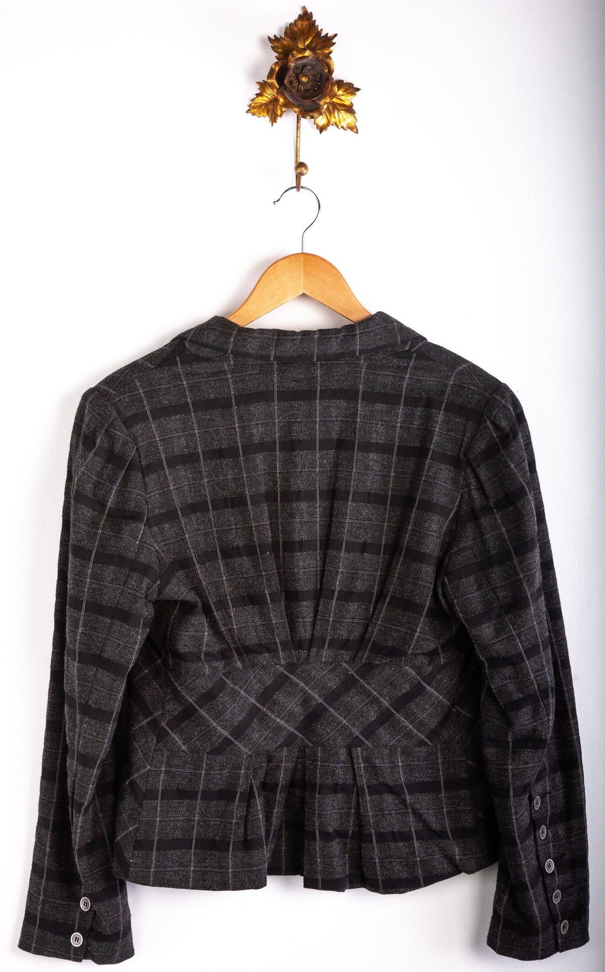 Karen Cole Wool Mix Jacket Grey and Black Check Size M - Ava & Iva
