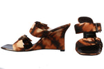 Escada Animal Print Fabric Sandal Wedges Size 37 1/2 - Ava & Iva