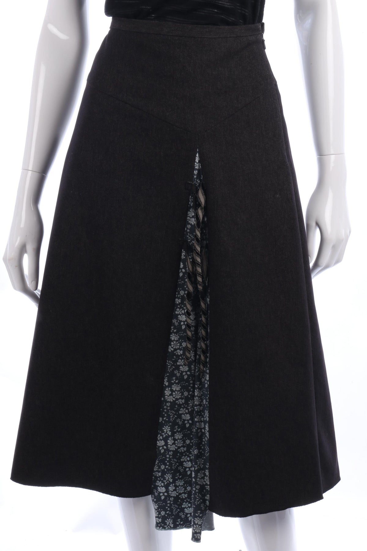 Anthology Avoca Skirt Dark Grey with Floral Panel Size 12 - Ava & Iva