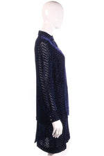 Austin Reed blue velvet shirt and skirt  size 6 side