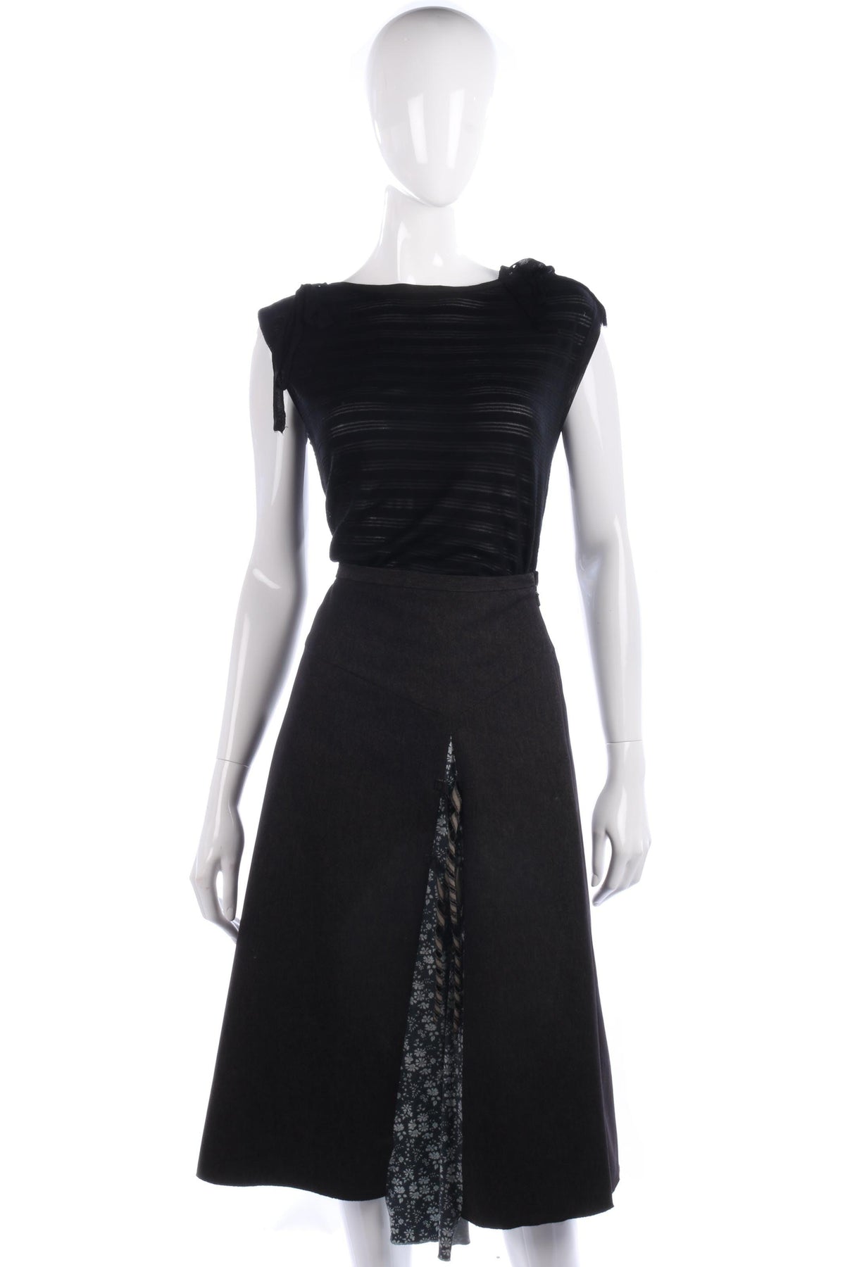 Anthology Avoca Skirt Dark Grey with Floral Panel Size 12 - Ava & Iva