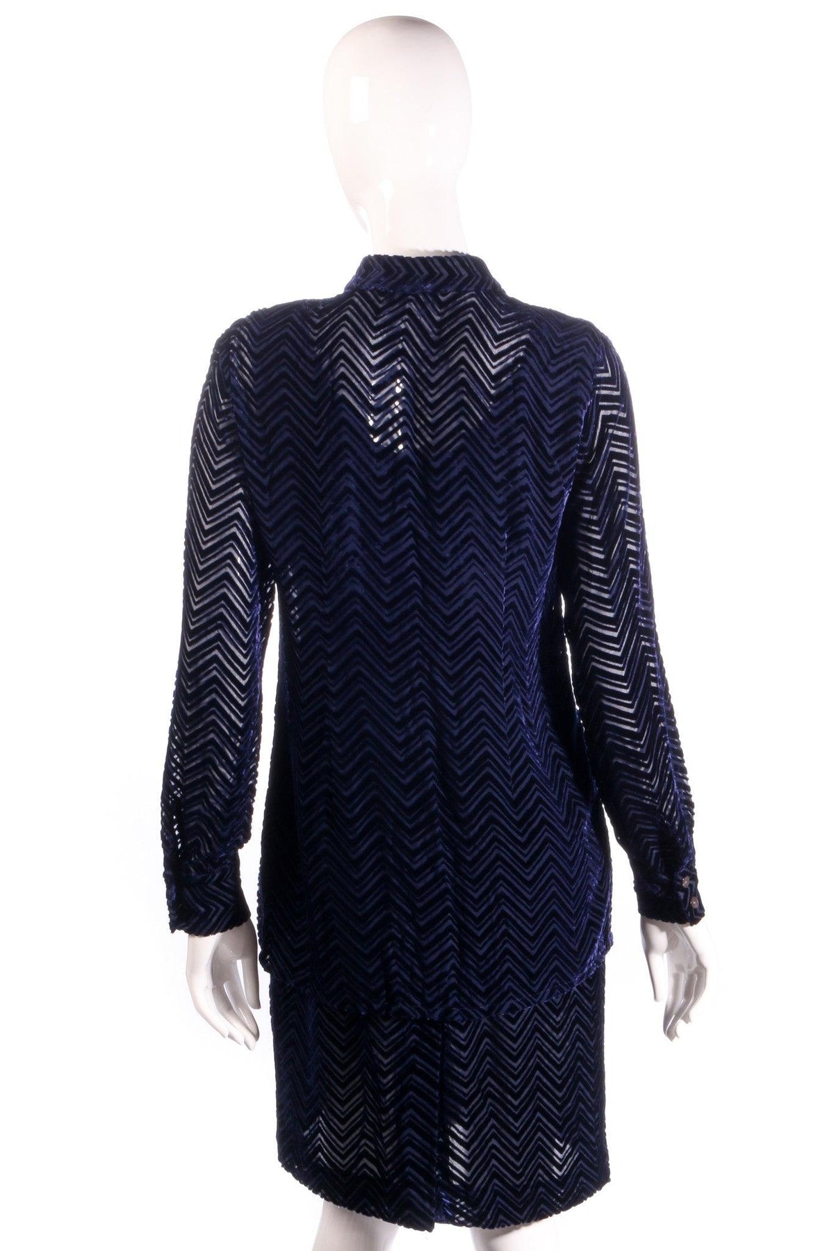 Austin Reed blue velvet shirt and skirt  size 6 back