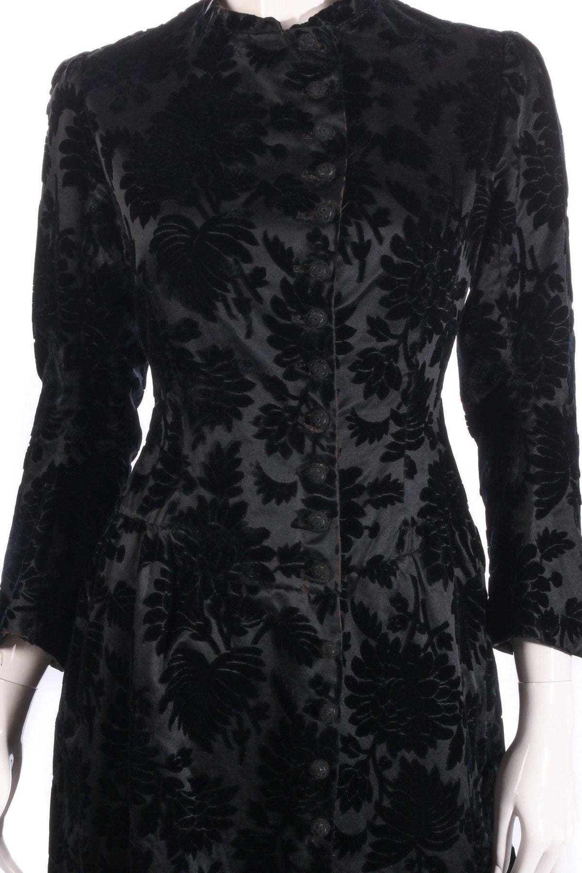 Black floral coat with buttons detail