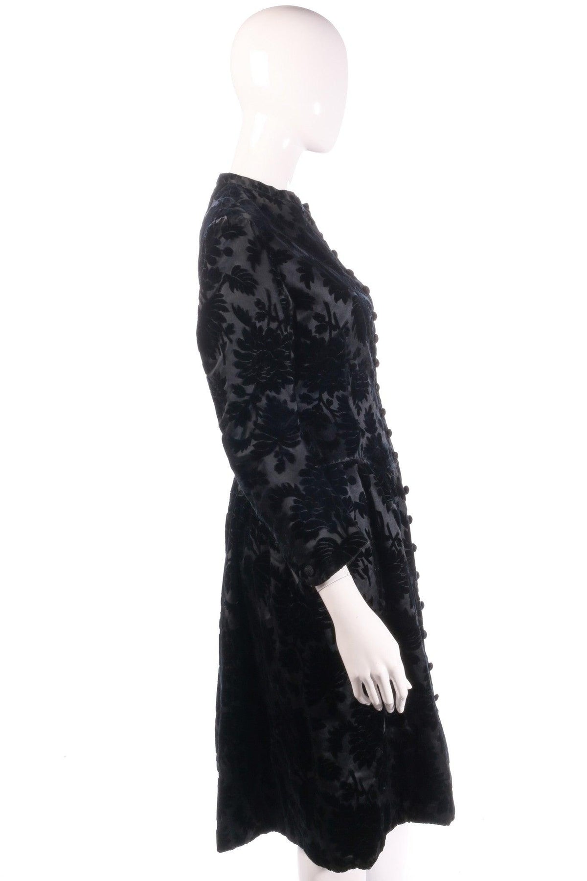 Black floral coat with buttons side