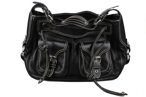 Marc Jacobs Black Leather Bag with White Stitching. Made in Italy. - Ava & Iva