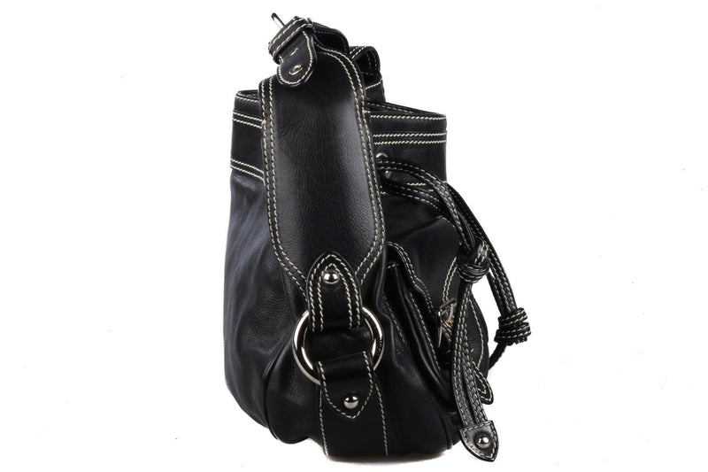 Marc Jacobs Black Leather Bag with White Stitching. Made in Italy. - Ava & Iva