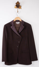 Mani Single Breasted Jacket with Satin Collar Brown Size 10 - Ava & Iva