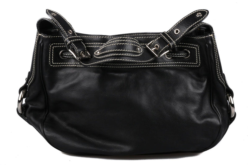 Marc Jacobs Black Leather Bag with White Stitching. Made in Italy. - Ava & Iva