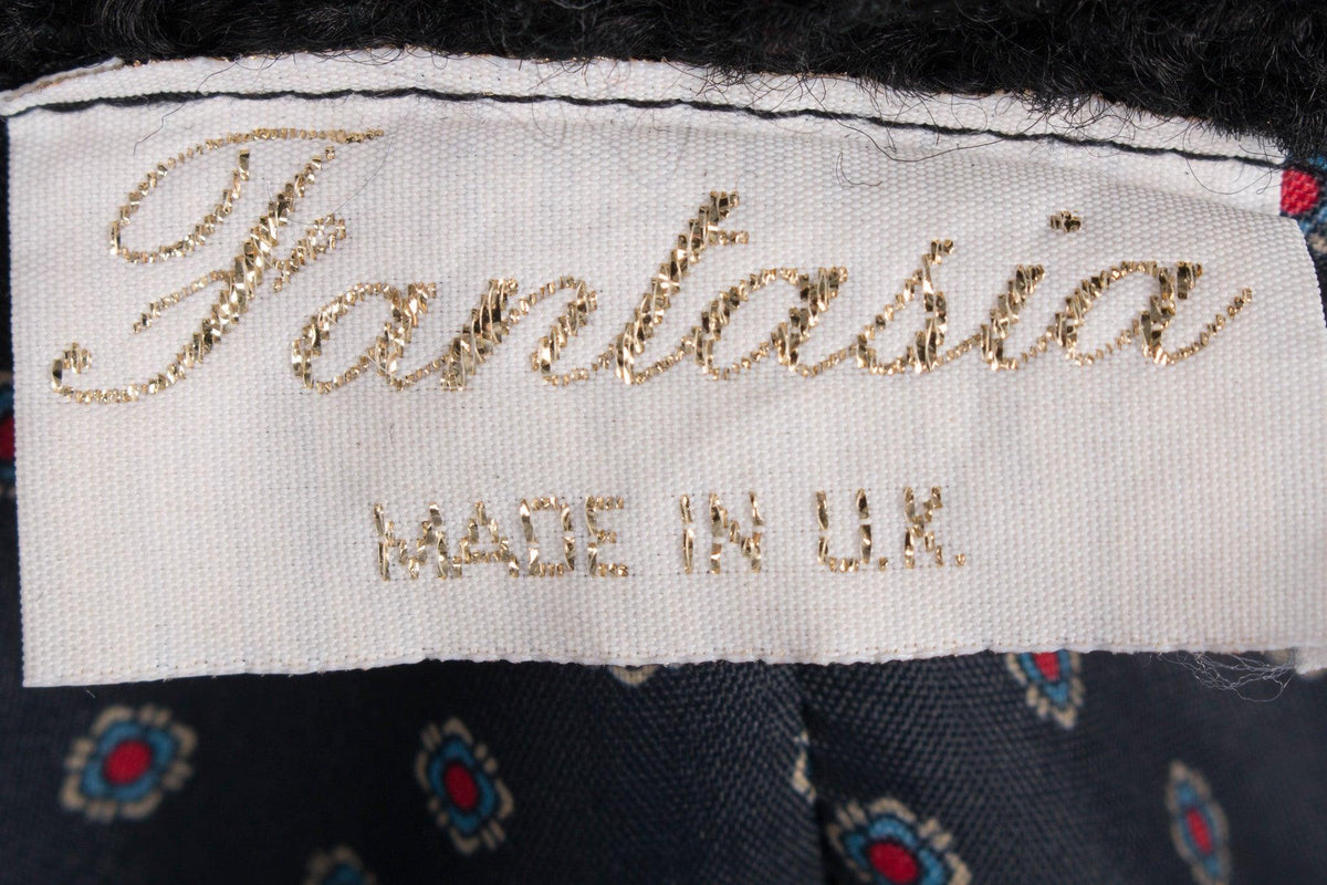 Fantasia Skirt Suit Vintage Wool Black Fully Lined UK Size 12 - Ava & Iva