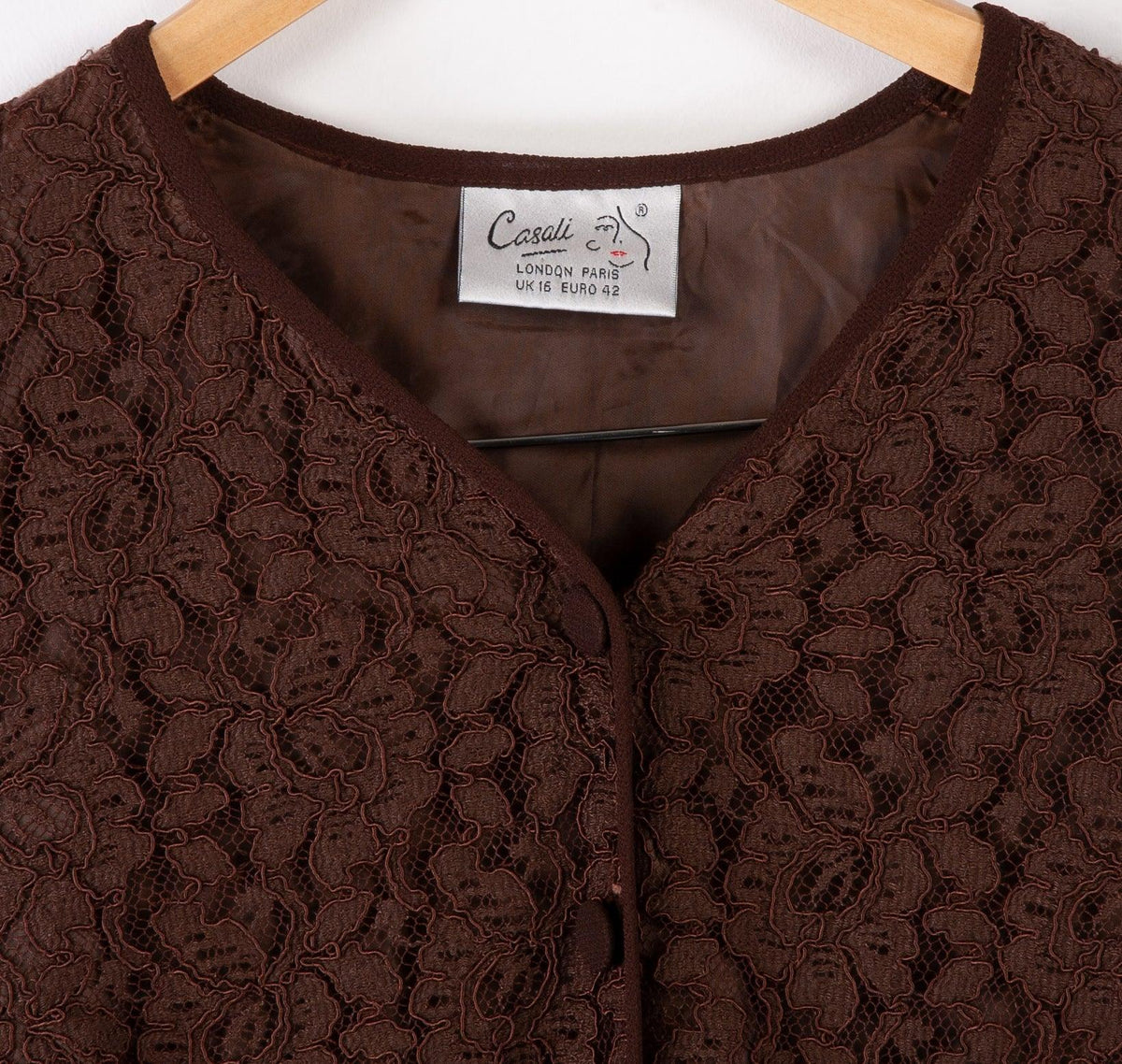 Casali London Brown Lace Overly Casual Jacket/Cardigan (14/16) - Ava & Iva