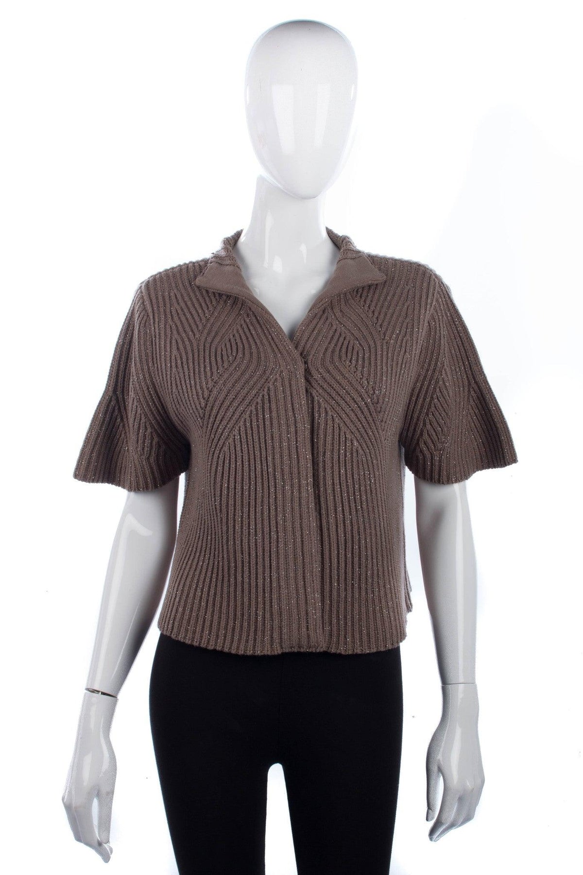 Margit Brandt Cardigan with Glitter Detail Taupe Size 38 (UK10) - Ava & Iva