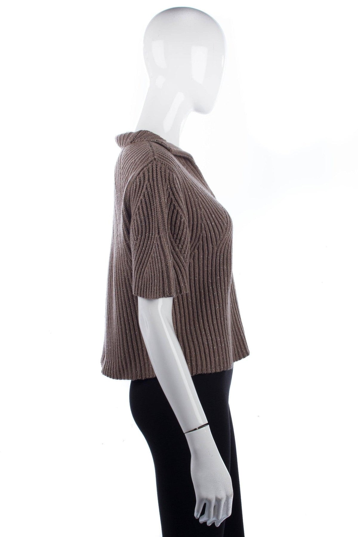 Margit Brandt Cardigan with Glitter Detail Taupe Size 38 (UK10) - Ava & Iva