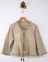 10 Feet Fringed Jacket Khaki 100% cotton  Size (M/L) - Ava & Iva