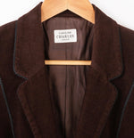 Caroline Charles Corduroy Jacket Brown with Black Piping Size UK 12 - Ava & Iva