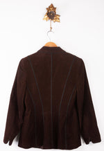 Caroline Charles Corduroy Jacket Brown with Black Piping Size UK 12 - Ava & Iva