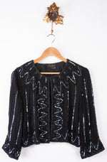 Kuku Esprit du soir from Sudi Vintage Beaded Jacket Black Size UK 6 - Ava & Iva