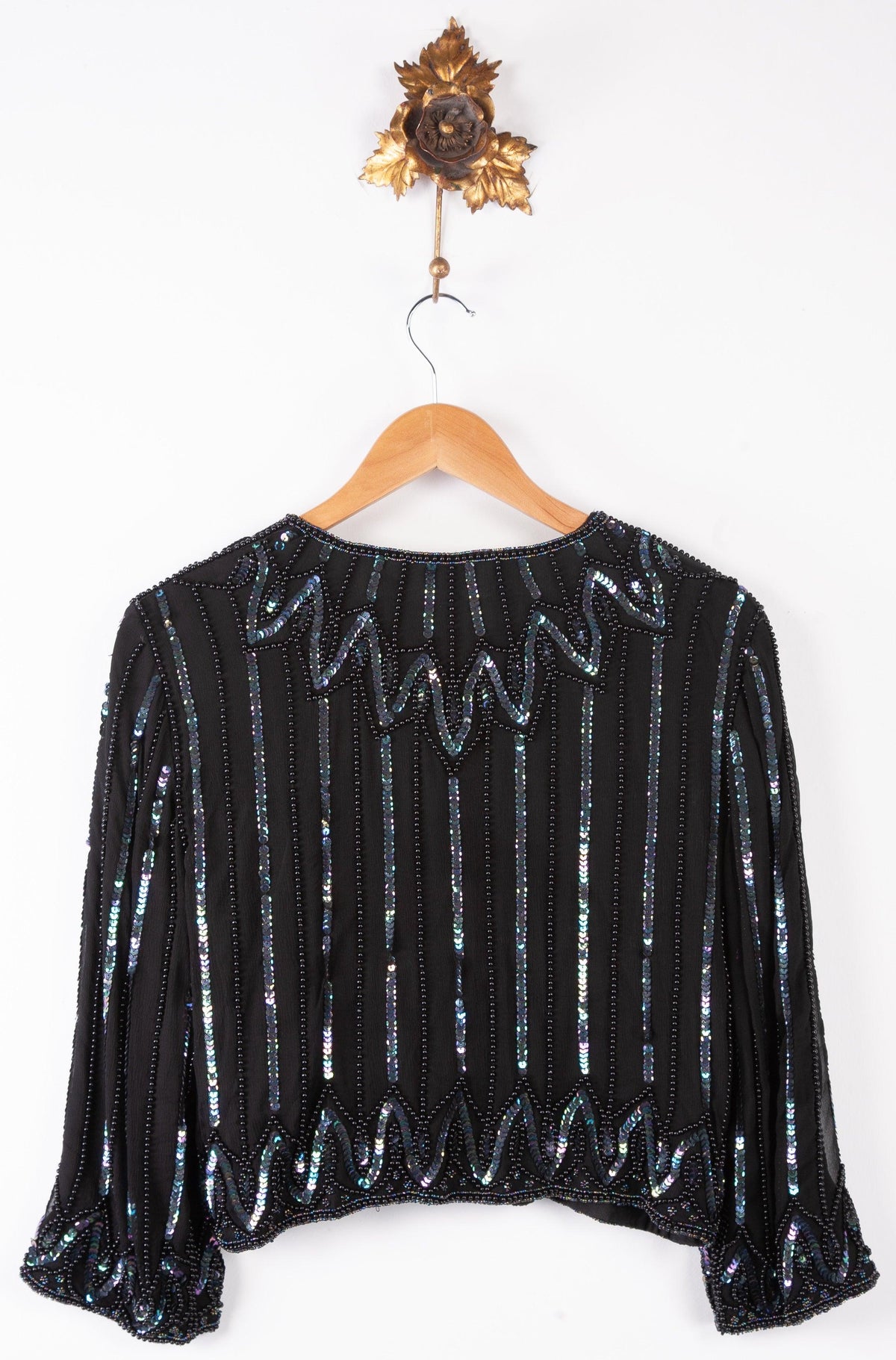 Kuku Esprit du soir from Sudi Vintage Beaded Jacket Black Size UK 6 - Ava & Iva
