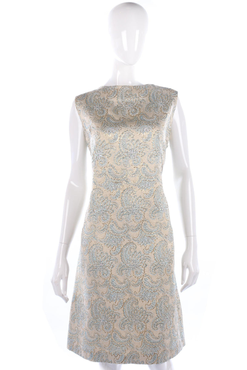 Beautiful 1960's gold and blue embroidered shift dress size M - Ava & Iva